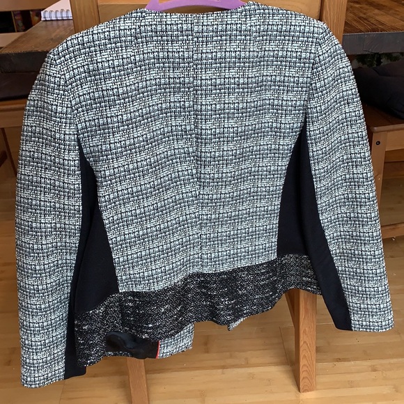 Banana Republic Tweed Blazer Black White Size 14 - Picture 2 of 4